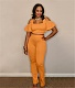 U Neck Off Shoulder Crop Tops Flare Pants 2 Piece Set XING-298