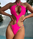 Sexy Solid Color Hollow Out One Piece Swimsuit TL2388
