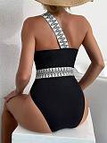 Skew Collar Ring Decor Cut Out One Piece Swimsuit TL2379