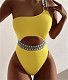 Skew Collar Ring Decor Cut Out One Piece Swimsuit TL2379