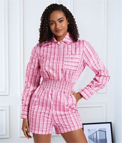Stripe Print Zipper Long Sleeve Rompers LM-8361