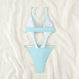 Solid Color Hollow Out Bandage One Piece Swimsuits M3070