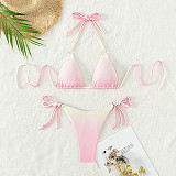 Gradient Print Halter Bandage Triangle Bikini Set M3068