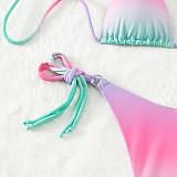 Gradient Print Halter Bandage Triangle Bikini Set M3068