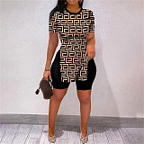 Side Slit T Shirts Biker Shorts Two Piece Set JLY-8058