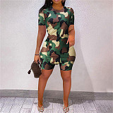 Side Slit T Shirts Biker Shorts Two Piece Set JLY-8058
