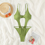 Solid Color Hollow Out Bandage One Piece Swimsuits M3070