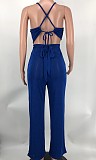 Backless Bandage Crop Tops Wide Leg Pants Outfits XMY-9428
