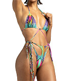 High Stretch Bandage Swimsuit Gradient Split Bikini M3057