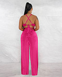 Backless Bandage Crop Tops Wide Leg Pants Outfits XMY-9428