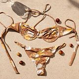Floral Print Bathing Suits Halter Bandage Bikini Set XL2226