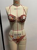 Floral Print Bathing Suits Halter Bandage Bikini Set XL2226