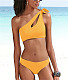 Solid Color One Shoulder Two Piece Bikini Sets M3023