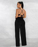 Backless Bandage Crop Tops Wide Leg Pants Outfits XMY-9428
