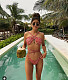 Floral Print Cross Bandage Split Swimsuit Bikini XL2225