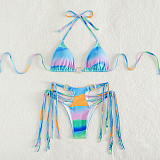 Gradient Printed Tassel Swimsuit Bikini Sets M3056