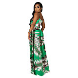 Stripe Print Loose Spaghetti Strap Maxi Dresses XMY-9432