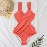 Low Cut Backless High Waist One Piece Swimsuit XL2217