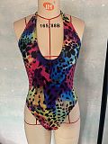 Leopard Print Backless Triangle One-piece Swimsuit XL2210