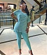 Loose Stripe T-Shirts Leggings Two Piece Pants Set BNY-7100