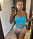 Strapless Knitting Sweater Two Piece Shorts Set XT-8180