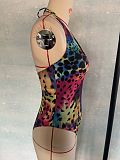 Leopard Print Backless Triangle One-piece Swimsuit XL2210