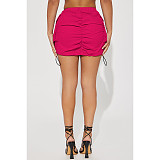 Casual Solid Color Drawstring Ruched Cargo Skirts ASL-6670