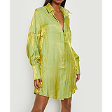 Solid Color Loose Long Sleeve Shirt Dresses ASL-6681