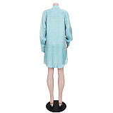 Solid Color Loose Long Sleeve Shirt Dresses ASL-6681