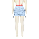 Casual Solid Color Drawstring Ruched Cargo Skirts ASL-6670