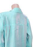 Solid Color Loose Long Sleeve Shirt Dresses ASL-6681