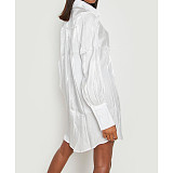 Solid Color Loose Long Sleeve Shirt Dresses ASL-6681