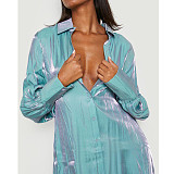Solid Color Loose Long Sleeve Shirt Dresses ASL-6681
