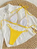 Sexy Solid Color Triangle Split Bikini Swimsuit L2311