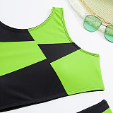 Color Block Patchwork Bikini Split Swimsuit L2301