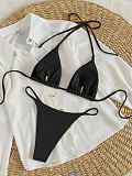 Sexy Solid Color Triangle Split Bikini Swimsuit L2311