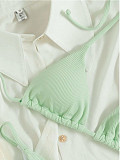 Sexy Solid Color Triangle Split Bikini Swimsuit L2311
