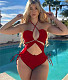 Hollow Out Halter Bandage One Piece Swimming Suit L2318