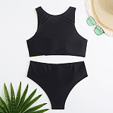 Color Block Patchwork Bikini Split Swimsuit L2301