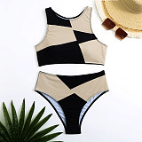 Color Block Patchwork Bikini Split Swimsuit L2301