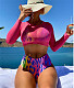 Long Sleeve Cover Up High Waist 3 Piece Bikini Suit L2315