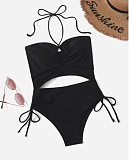 Hollow Out Halter Bandage One Piece Swimming Suit L2318