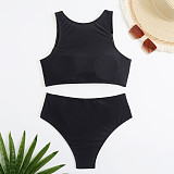 Color Block Patchwork Bikini Split Swimsuit L2301