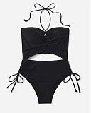 Hollow Out Halter Bandage One Piece Swimming Suit L2318