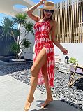 Tie Dye Print Cover Up Dresses 3 Piece Bikini Suit L2323