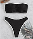Solid Color Strapless High Waist Bikini Sets L2305