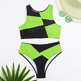 Color Block Patchwork Bikini Split Swimsuit L2301