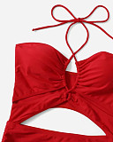 Hollow Out Halter Bandage One Piece Swimming Suit L2318