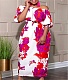 Floral Print Slash Neck High Waist Plus Size Dresses TB-5432