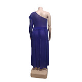 Mesh See Through One Shoulder Plus Size Dresses RS-9105